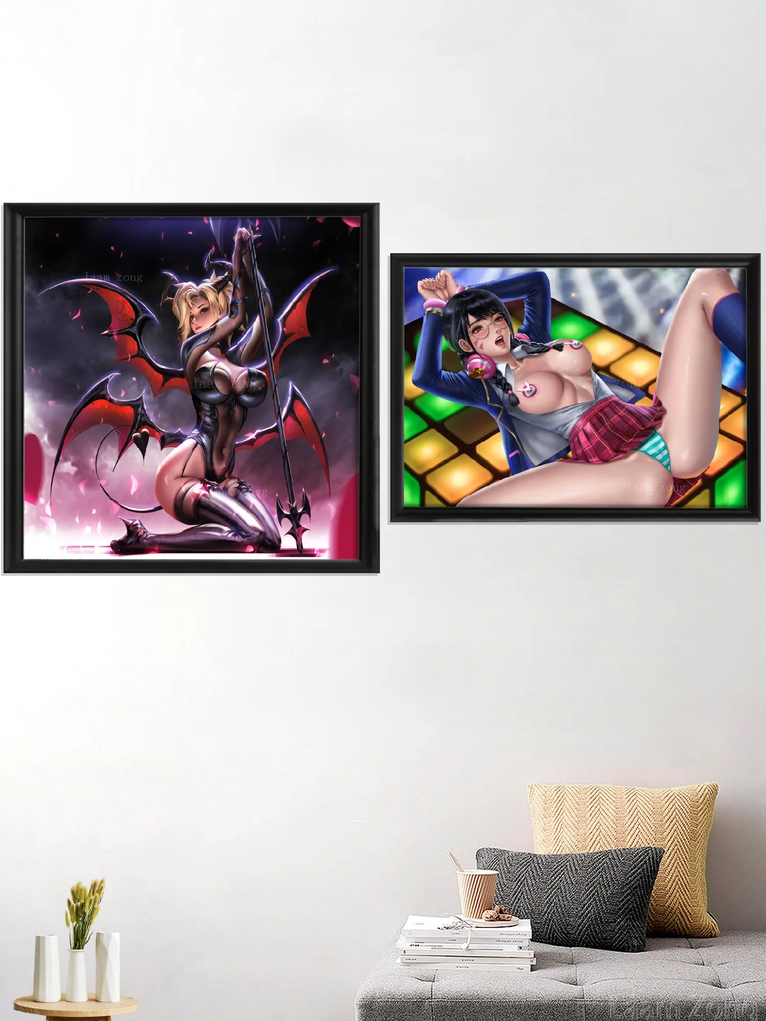 Sexy Nude Girl Mercy Anime Game Art-Poster, Home Silk Wall, Custom Decoration Picture Prints, DVA Kawaii Cartoon, Pharah