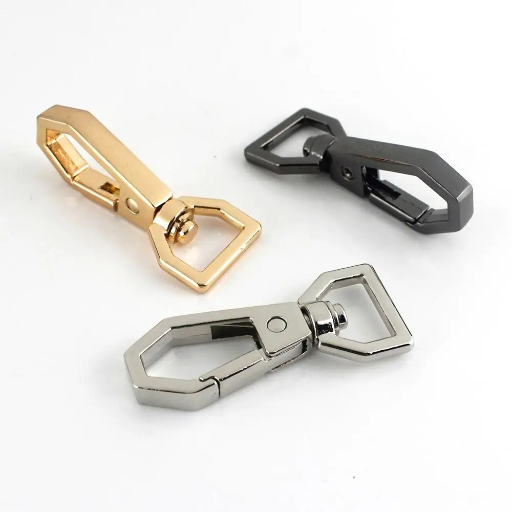 1x Metal Polygonal Swivel Trigger Snap Hook Spring Gate Clasps Clips Leather Craft Bag Strap Pet Leashes Webbing Keychain Parts