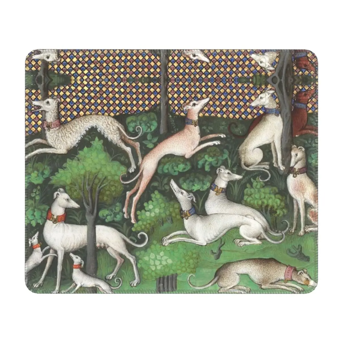 Medieval Greyhound Sihthound Mouse Pad Non-Slip Rubber Base Gamer Mousepad Accessories Royal Hound Dog Office Computer Desk Mat