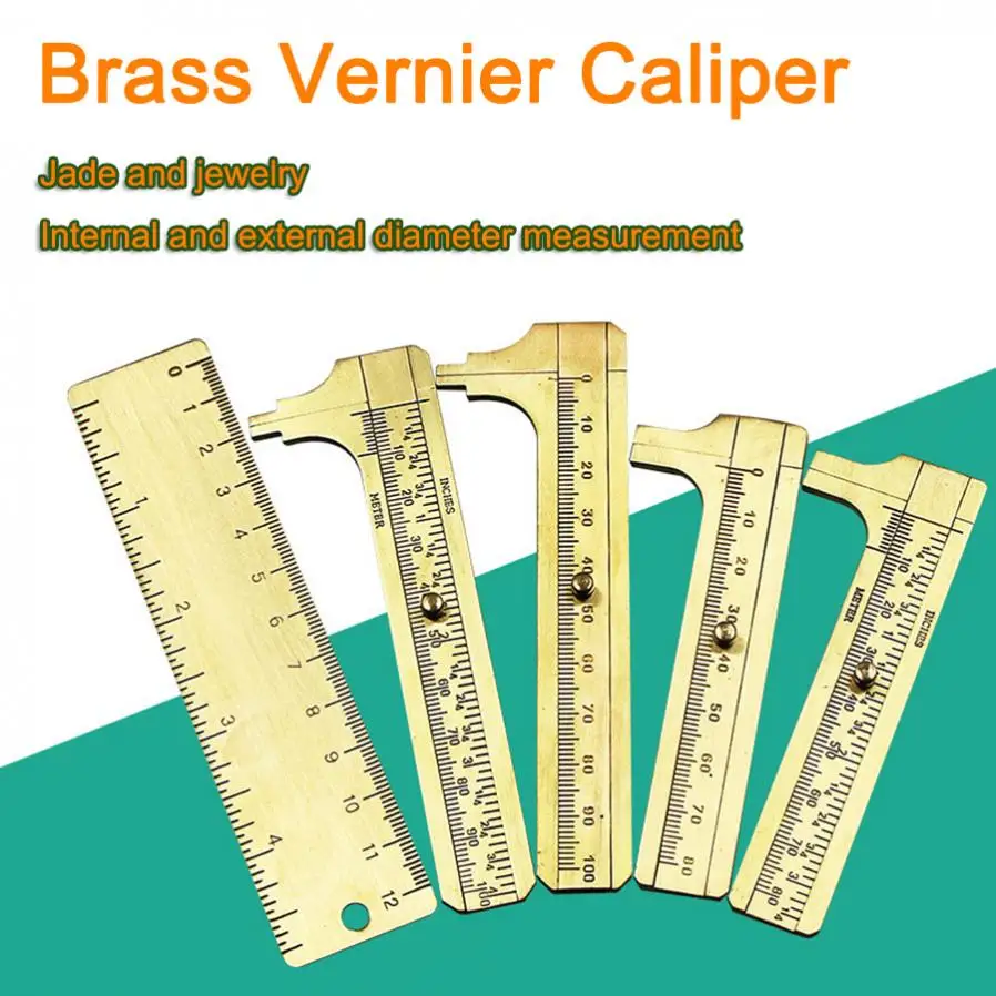 80mm/100mm Mini Single Double Scale Brass Vernier Caliper Measuring Ruler Portable Pocket Retro Copper Caliper