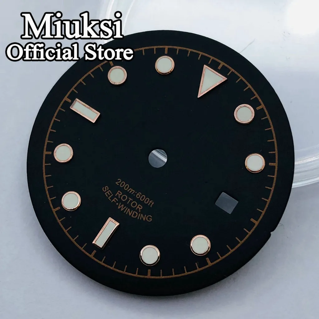 Miuksi 33.5mm black blue green watch dial luminous dial fit NH35 ETA2824 2836 Miyota 8215 Mingzhu DG2813 3804 PT5000 movement