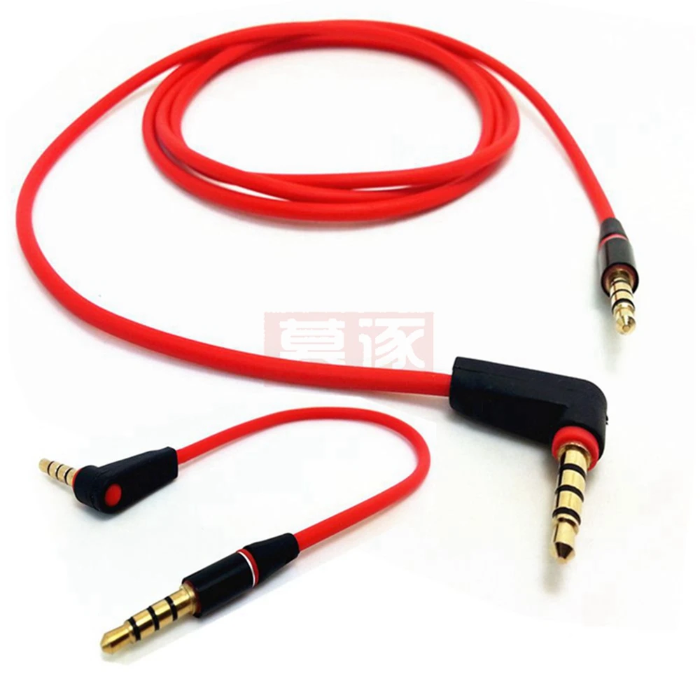 3,5mm 1/8 “Männlichen zu Männlichen 4 Pol Auto AUX Audio Kabel Kabel Rekord Kopfhörer ROT