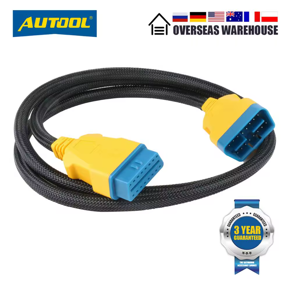 AUTOOL 1.5m 150cm cavo di prolunga OBD2 presa da 16 Pin a 16 pin impermeabile antiscottatura flessibile interruttore automatico interfaccia estesa