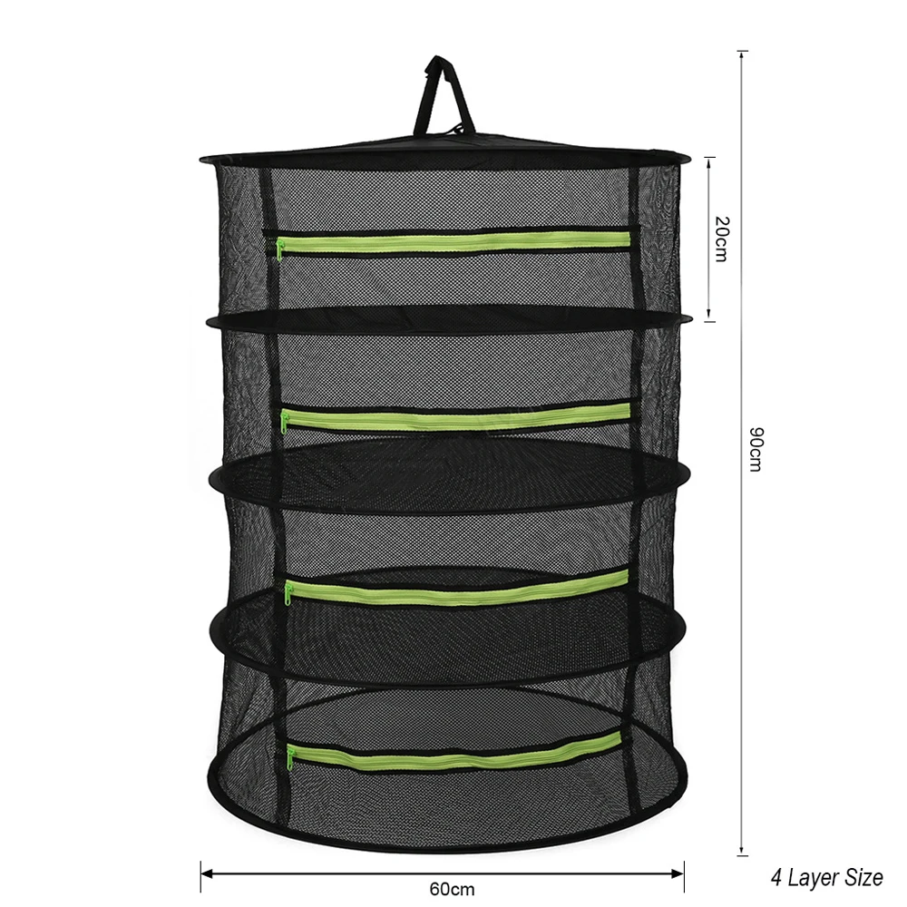 New 4 Layer Drying Rack Net Large Shelf Hydroponic Herb Plant Hanging Dryer