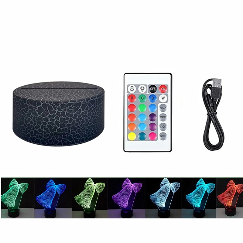 50Pcs 100MM 3D Crackle Base RGB 16Colour Night Light USB Cable Touch Switch With Remote Control Table Lamp Holder Decor Gift