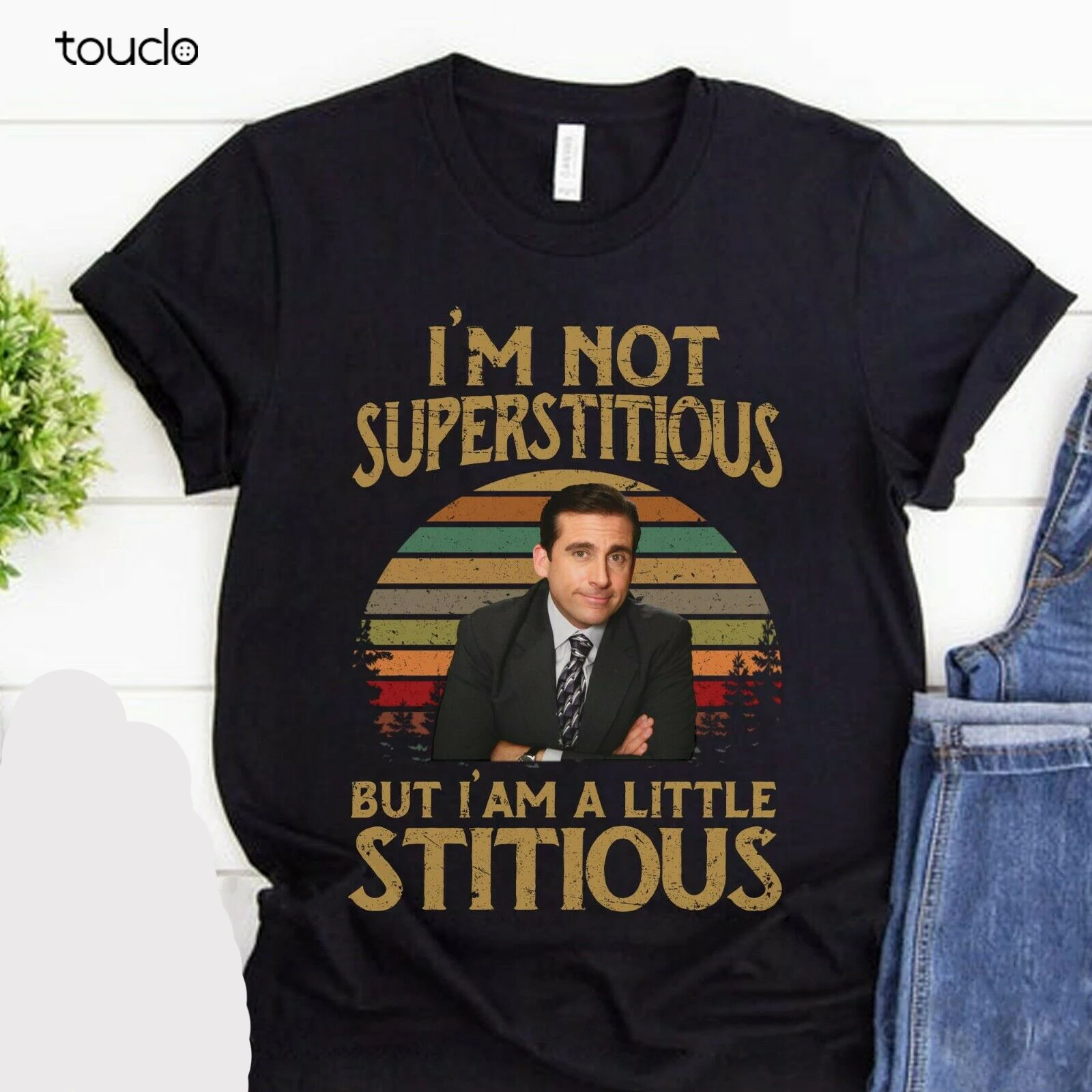 I'M Little Stitious Not Superstitious Shirt Michael Scott The Office Xs-3Xl