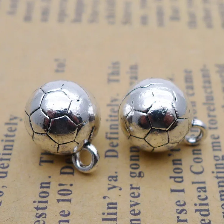 Fashion 8Pcs 10*13mm Silver Color Zinc Alloy Soccer Football Charms Necklace Pendant Accessory Charms For DIY Handcraft Making