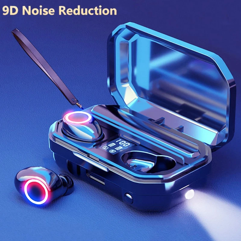 Fones de ouvido bluetooth 5.0 tws com case de carregamento, som 9d stereo, à prova d'água, bateria 3000mah