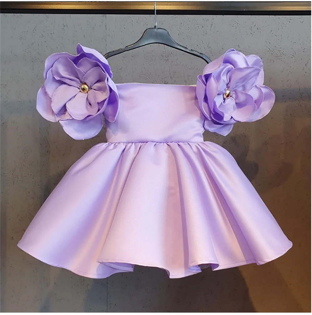 Costume da banchetto vintage per bambina, abito da principessa con fiori, per bambini, serata formale, damigella d'onore, compleanno, battesimo, vestiti 1-7 anni