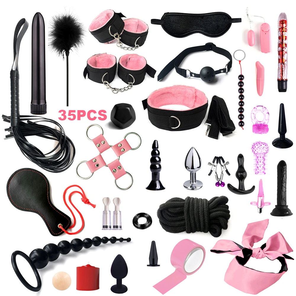 Sex Games Whip Gag Nipple Clamps Sex Toys For Couples Exotic Accessories Sexy Leather BDSM Kits Plush Sex Bondage Set Handcuffs