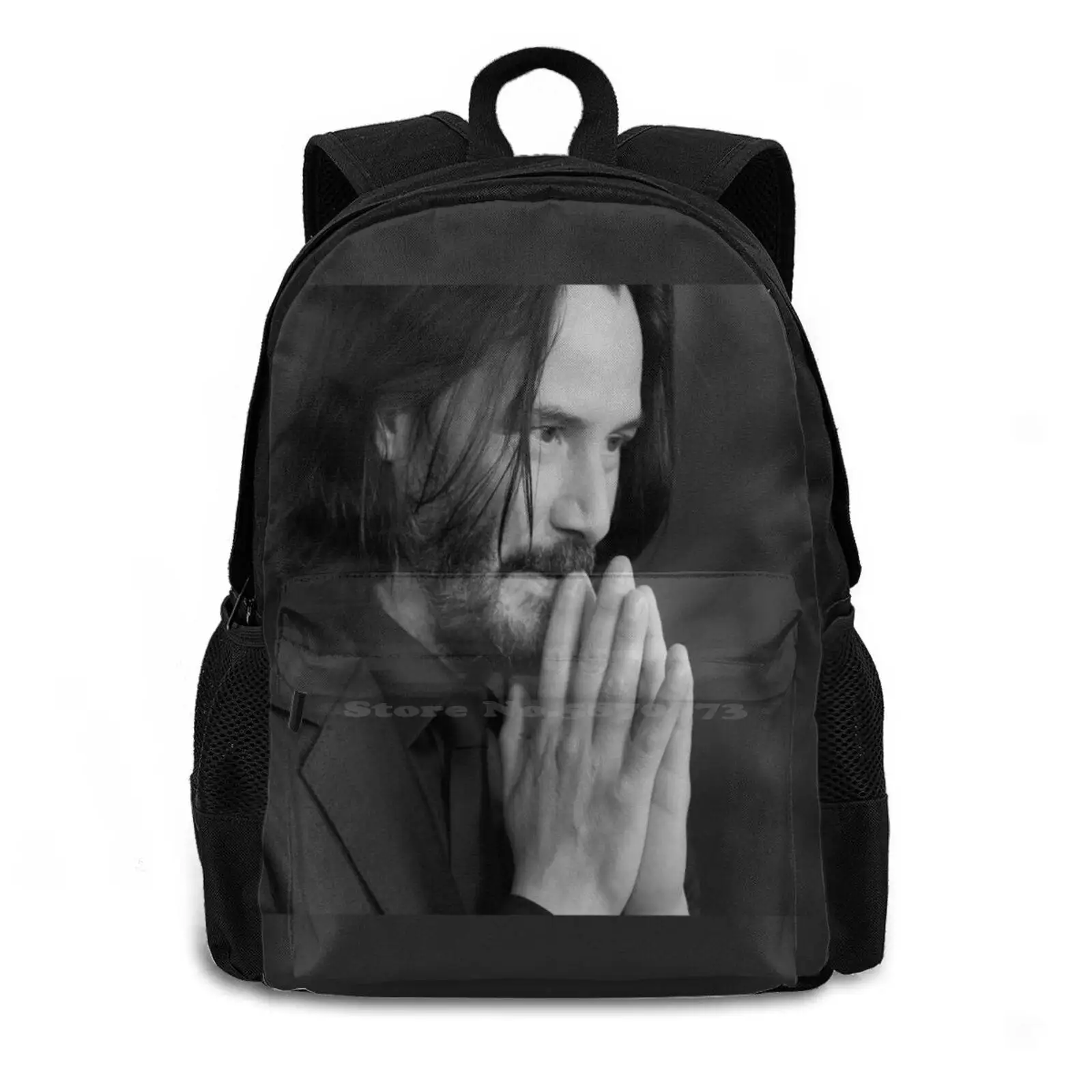 Blessed By Keanu Rucksack Knapsack Storage Bag Backpack Keanu Reeves Keanu Memes Jokes Celebs Celebrities Jesus Immortal Prince