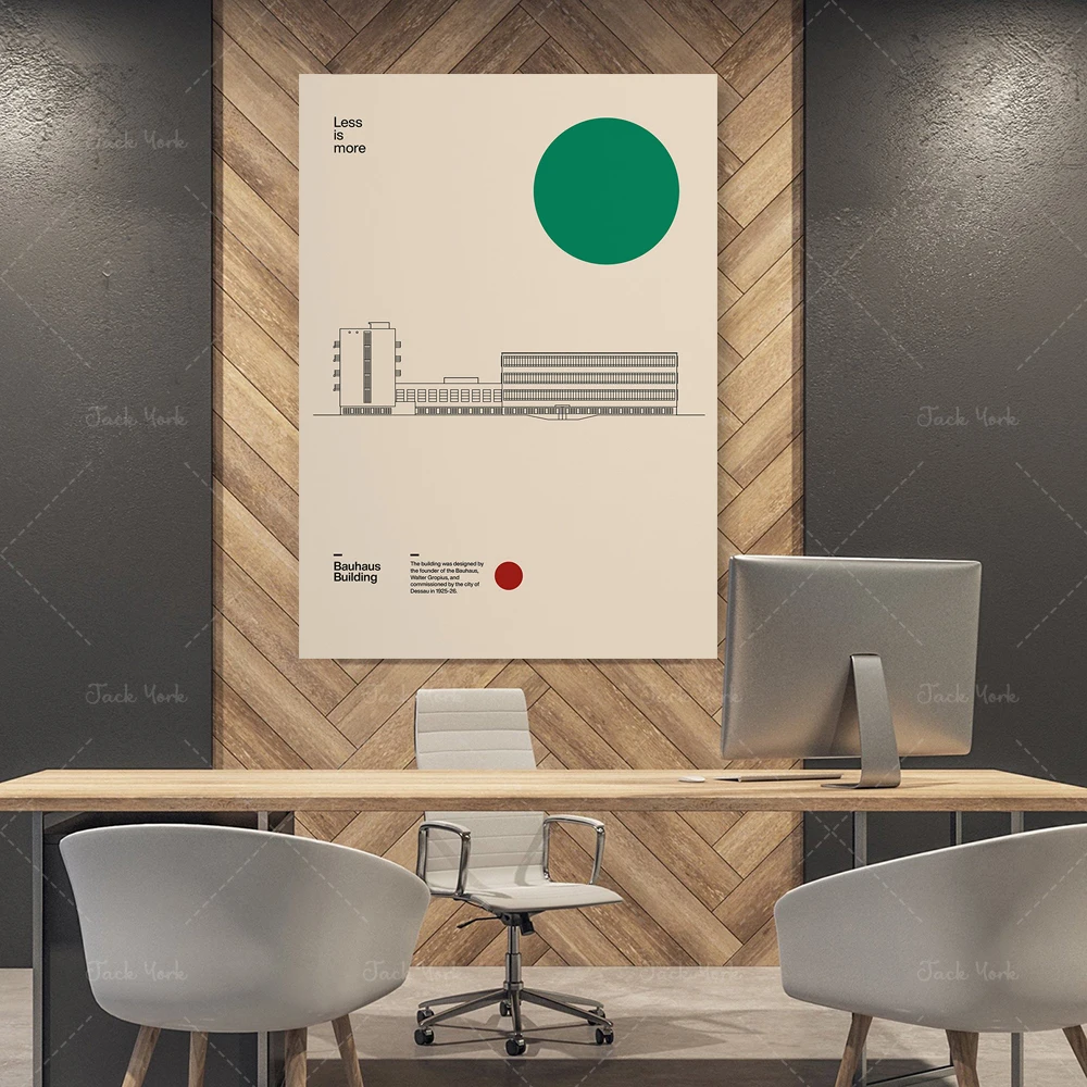 Poster Bauhaus Building Walter Gropius 1926, Minimal Architecture Dessau Bauhaus Design wall art