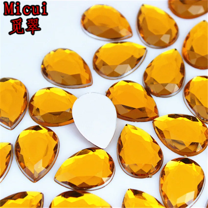 Micui 100PCS 13*18mm Crystal  Drop Rhinestone Flatback Acrylic Fancy Shape Strass Stones For Clothing Crafts Decorations ZZ452