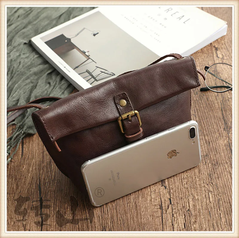 Luufan Vintage Genuine Leather Women Bags Lady Cow Leather Shoulder Bag Girls Female Soft Cow Leather Crossbody Bag Brown Black