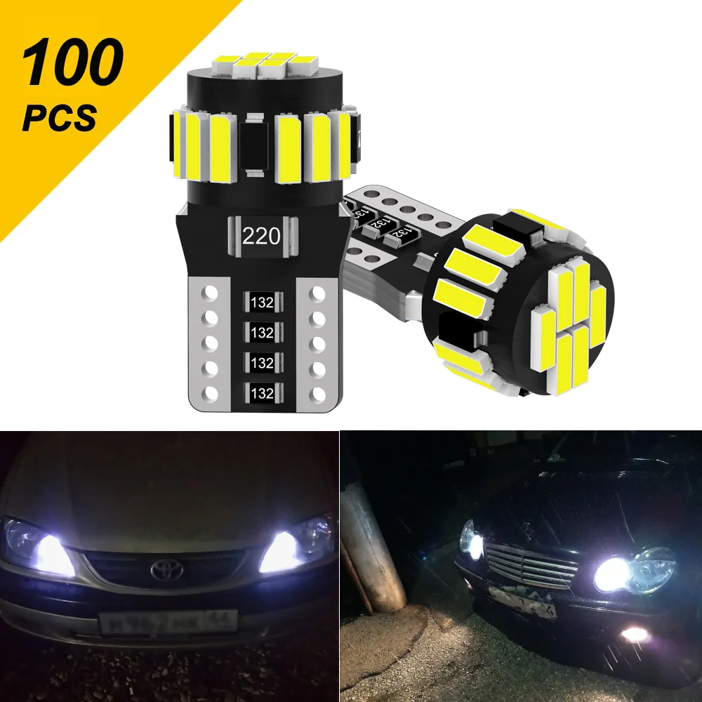 100Pcs LED Lamp T10 W5W LED Canbus 4014 18 SMD 194 168 Car Clearance Parking Side Marker Interior Lights Auto Lamp Wholesale