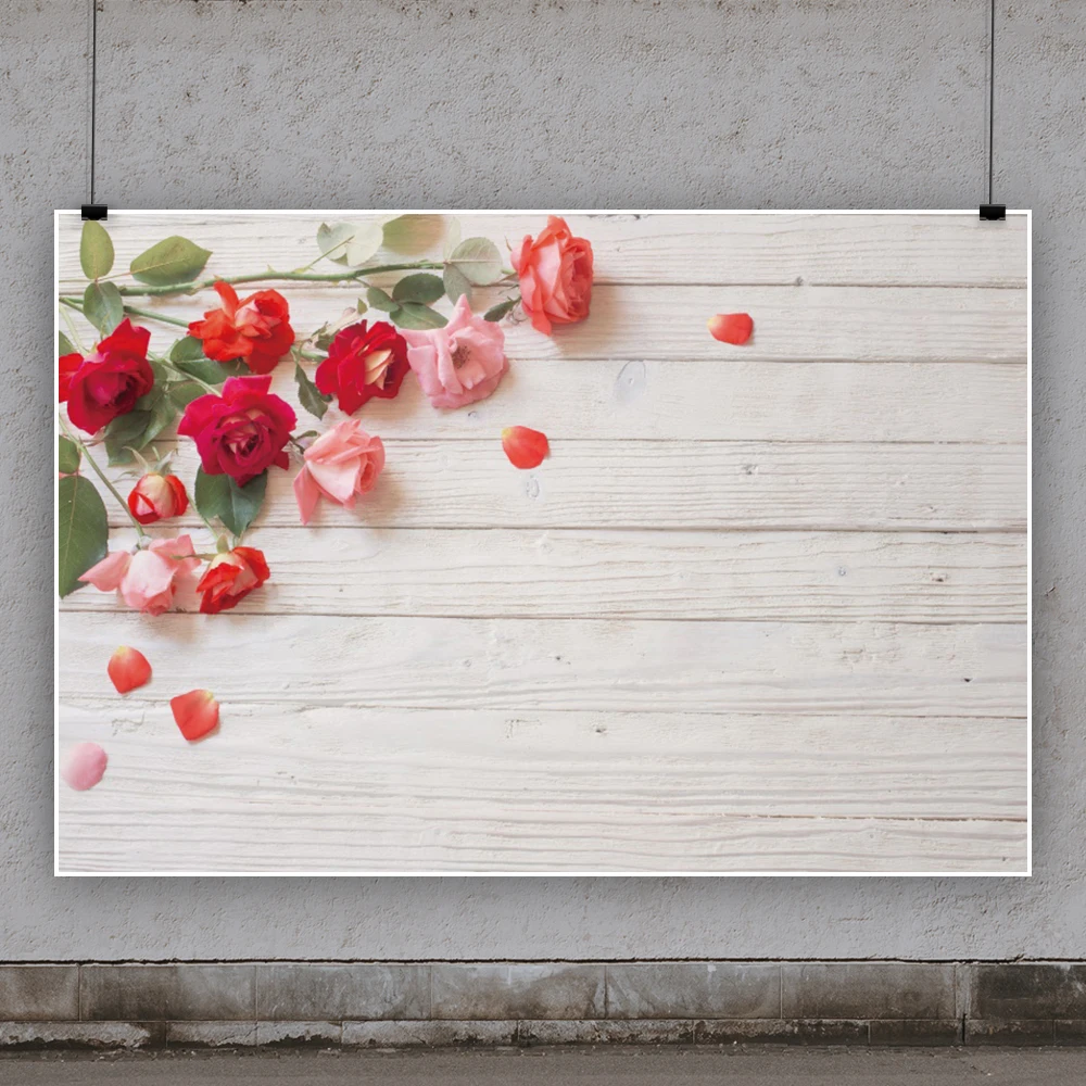 Yeeleバレンタインの花木製ボード花びら写真撮影の背景写真の装飾写真スタジオの背景