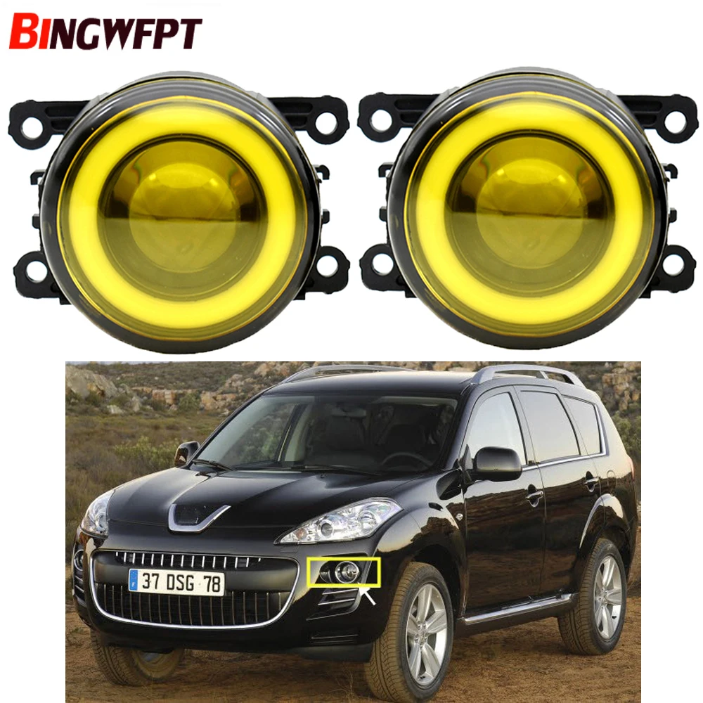 1pair Angel Eye with LED Fog Lights For Peugeot 4007 GP_ 2007-2012 For Peugeot Partner Tepee 2008-2017