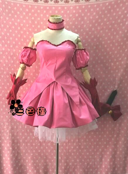 Ichigo Momomiya Mew Ichigo Transformed Short Pink Dress Cosplay Costume with Cat Ears and Tail