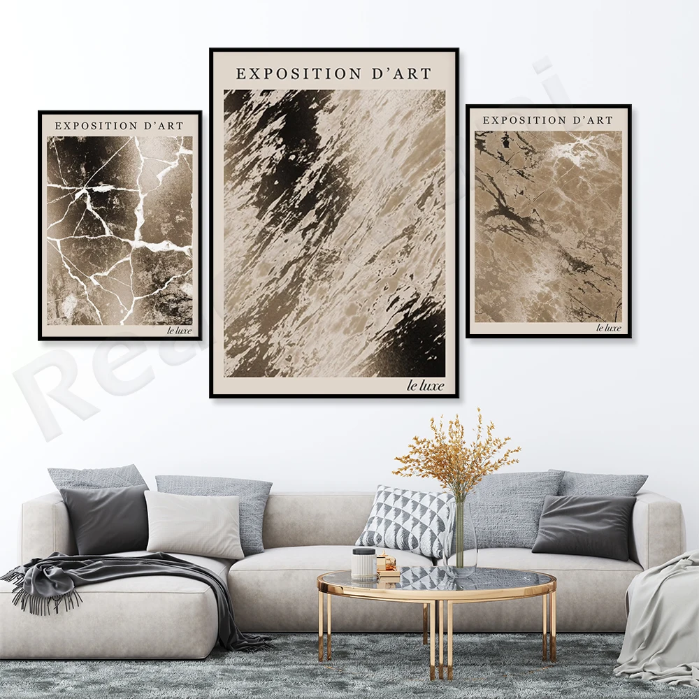 Exposition D'Art Print-Abstract texture neutral poster, beige brown gold, Le Luxe modern home art wall decoration home gift