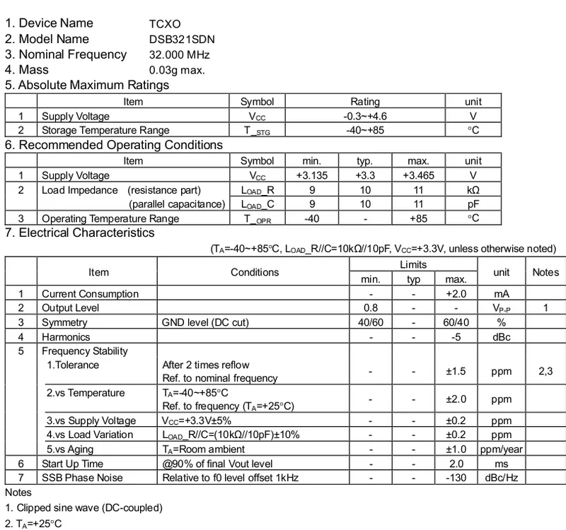 10PCS/  DSB321SDN TCXO temperature compensated crystal 3225 32MHZ 32M 32.000MHZ high precision