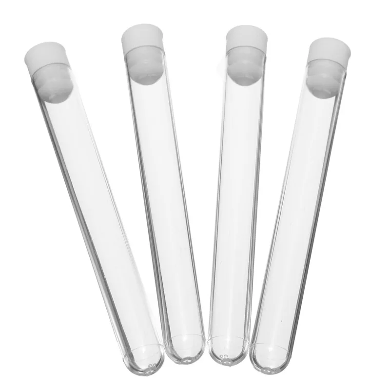 100pcs / New High Quality Plastic Test Tube 12mm * 100mm Transparent Plastic Test Tube With Lid Laboratory Supplies