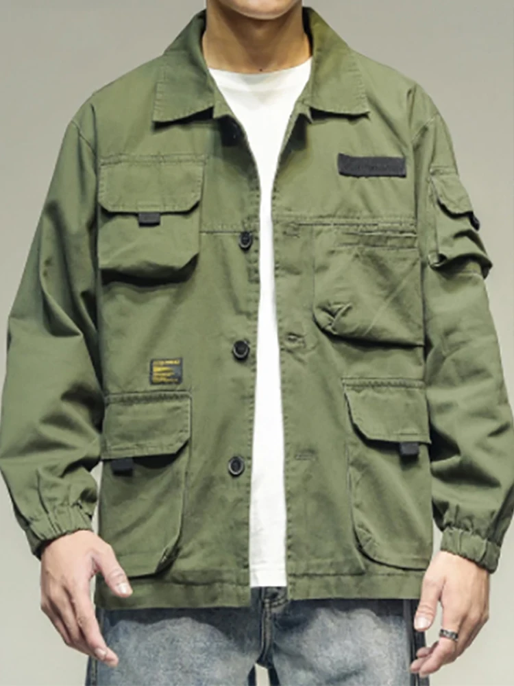 Japanese Streetwear Army Green Plus Size Work Jacket Men Clothing 5XL Harajuku Coat Korean Fashion Military Casual Workwear