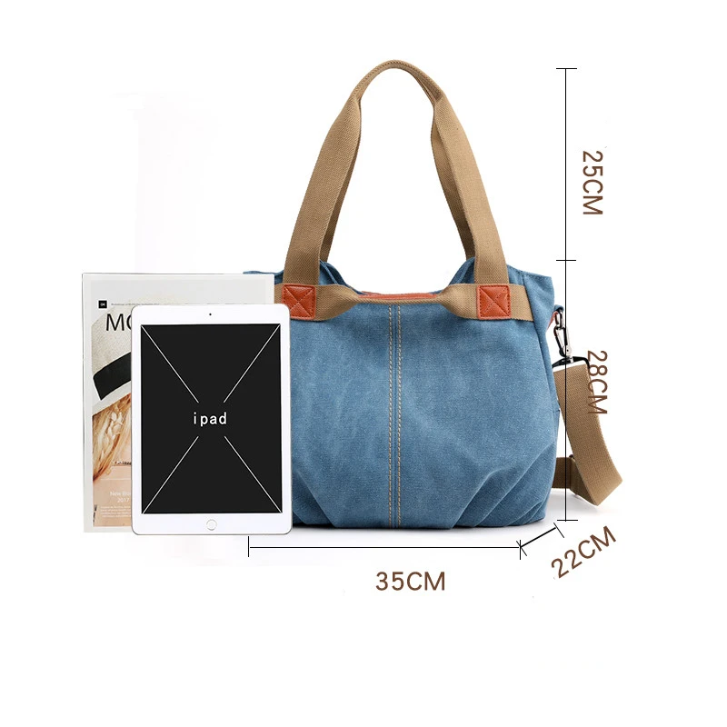 Leinwand Hobos Tasche Frauen Handtaschen weibliche Designer große Kapazität Freizeit Umhängetaschen für Reise wochen ende Outdoor Bolasas Farben – Detail 1
