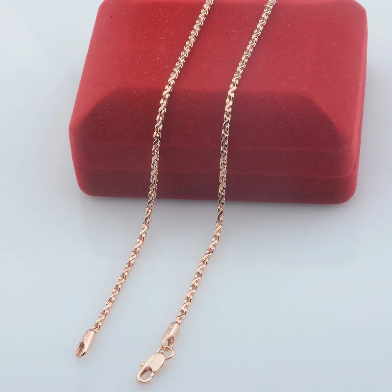 2mm Women Rose Gold Color Small  45cm 60cm Necklace Chain(No red box)