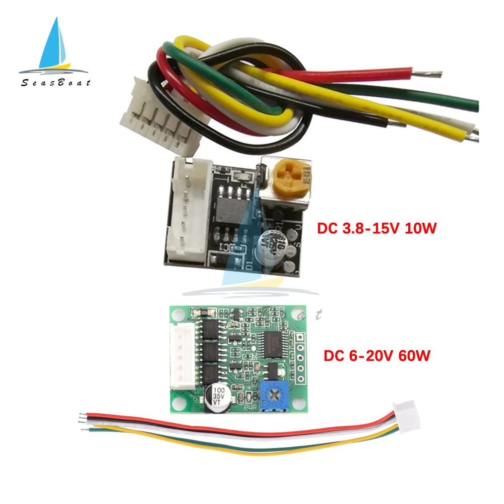 

DC 3.8-15V 10W DC 6-20V 60W BLDC Three Phase DC Brushless No Hall Motor Driver Board Motor Controller Module