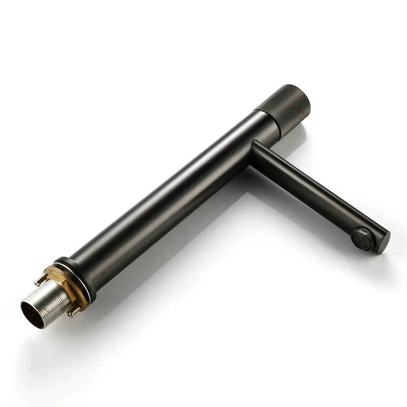 Imagem -02 - Smesiteli Torneira Cinza de Pia para Banheiro Torneira tipo Misturador de Latão com Alça Única para Água Quente e Fria