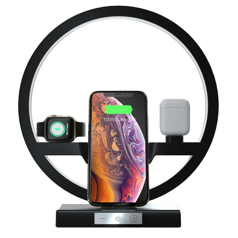 New arrivals Table Lamp 3 in 1 N38 Wireless Charger for iphone for apple watch airpods earphone LED Night Lamp qi Phone Charger