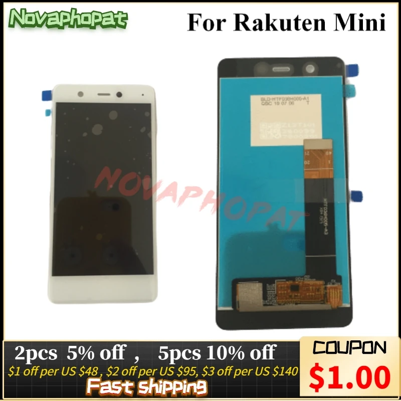 Novaphopat White / Black Glass Touchpad For Rakuten Mini LCD Display With Touch Screen Sensor Digitizer Full Assembly