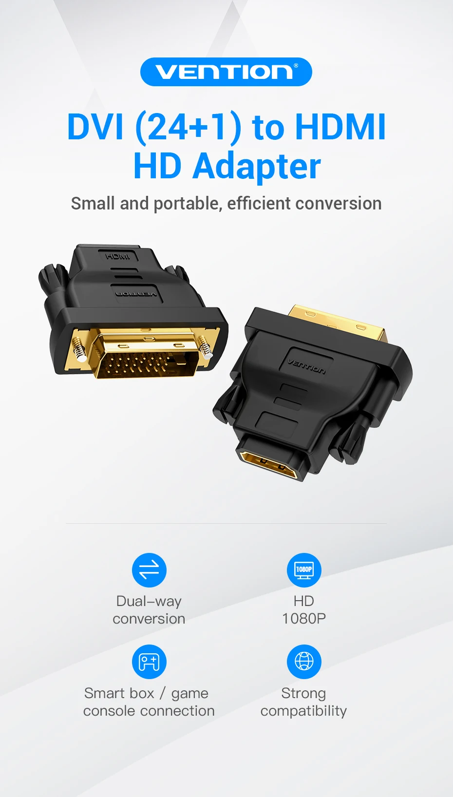Vention DVI zu HDMI Adapter Bidirektionaler DVI D 24+1 Stecker auf HDMI Buchse Kabelanschluss Konverter für Projektor HDMI zu DVI – Detail 3