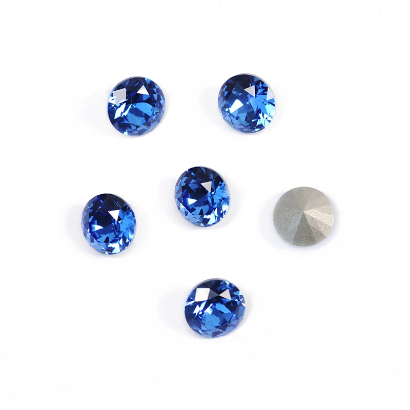 YANRUO 1357 Brilliant Cut Sapphire Pointback Rinestones Cristal Glass Bling Facny Claw Setting