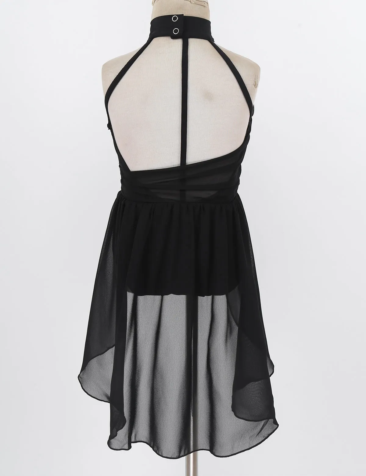 Robe justaucorps de Ballet sans manches pour filles, corsage froncé en mousseline de soie, dos en cage, Costume de danse de Ballet, vêtements de danse contemporaine lyrique