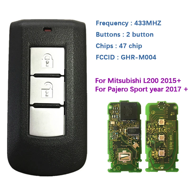 

CN011011 Original 2 Button Smart Key 433Mhz For Mitsubishi L200 Montero Pajero Sport GHR-M004 (Shell) GHR-M003(Board) NCF2952X