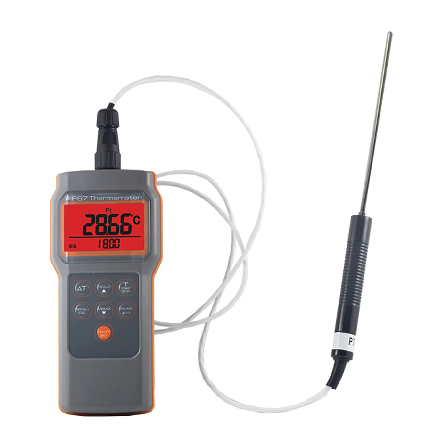 AZ8821 Pt100 Thermometer digital water-proof RTD Thermometer Backlight color change temperature prompt