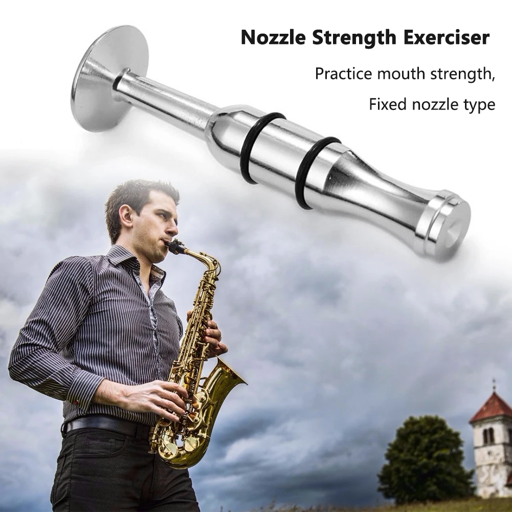 Stainless Steel Trumpet Mouth Strength Trainer Mouthpiece Mouth Exerciser for Saxophone Horn Trombone Clarinet Practice