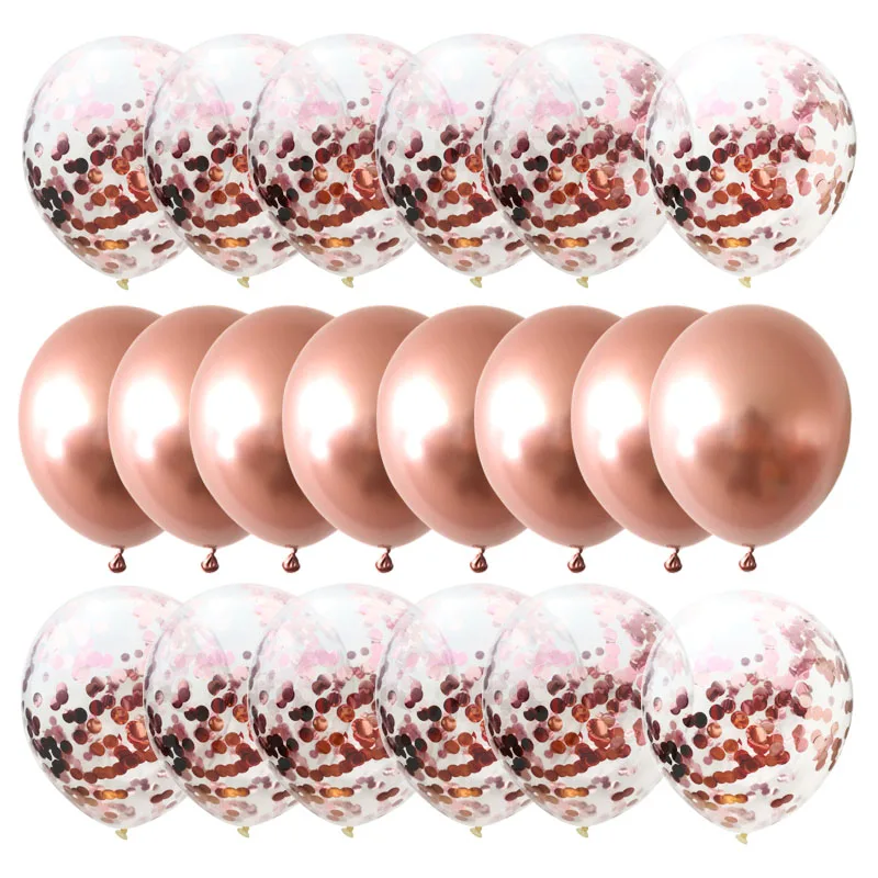 20pcs Confetti Metallic Balloons Set Rose Gold Silver Helium Balloon Wedding Birthday Party Decoration Latex Globos Baby Shower