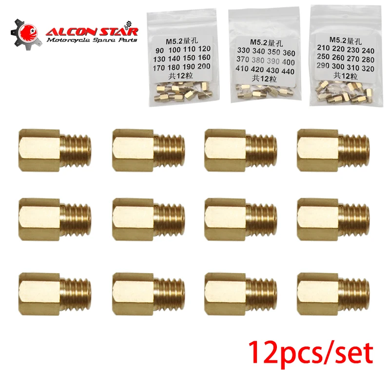 Alconstar-inyectores principales hexagonales para motocicleta, boquilla de carburador TM VM, Mikuni #90 #200 #250 #300 #350 #440 #, 12 Uds.