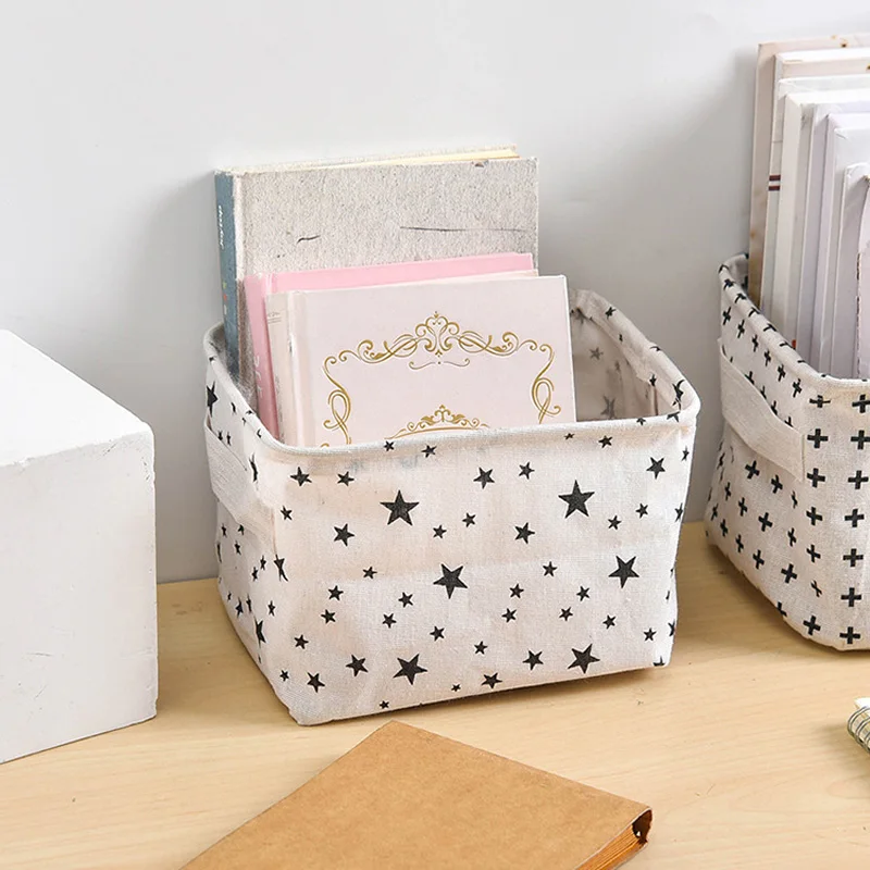 Linen Desktop Storage Basket Toy Sundries Storage Box Cosmetic Underware Storage Organizer Stationery Closet Organizer Basket