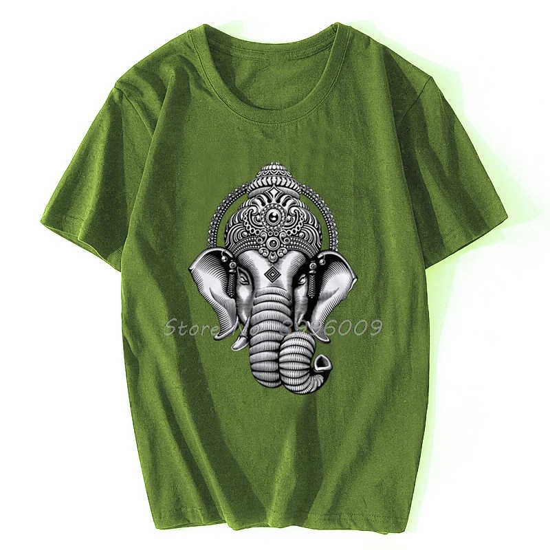 T Shirt Ganesh Head Hinduism India Goa Trippy Meditation Yoga Chakra Esoteric Psychedelic Men Cotton T Shirt Hip Hop Tees Tops