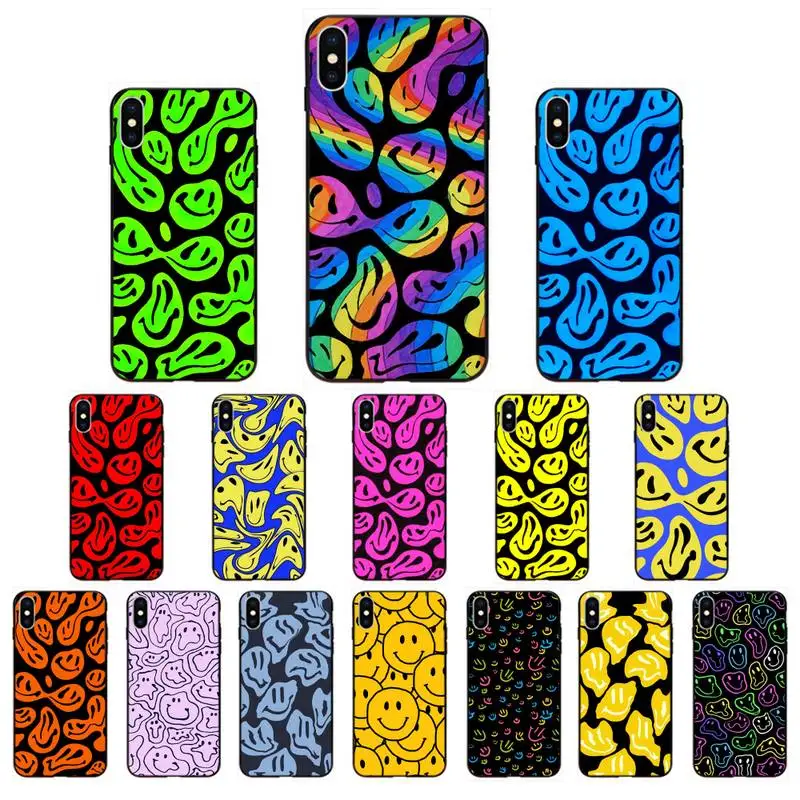 Yinuoda trippy smiley face Phone Cases for iphone 11 12 Mini Pro Max X XS MAX 6 6s 7 8 Plus 5 5S 5SE XR SE2020