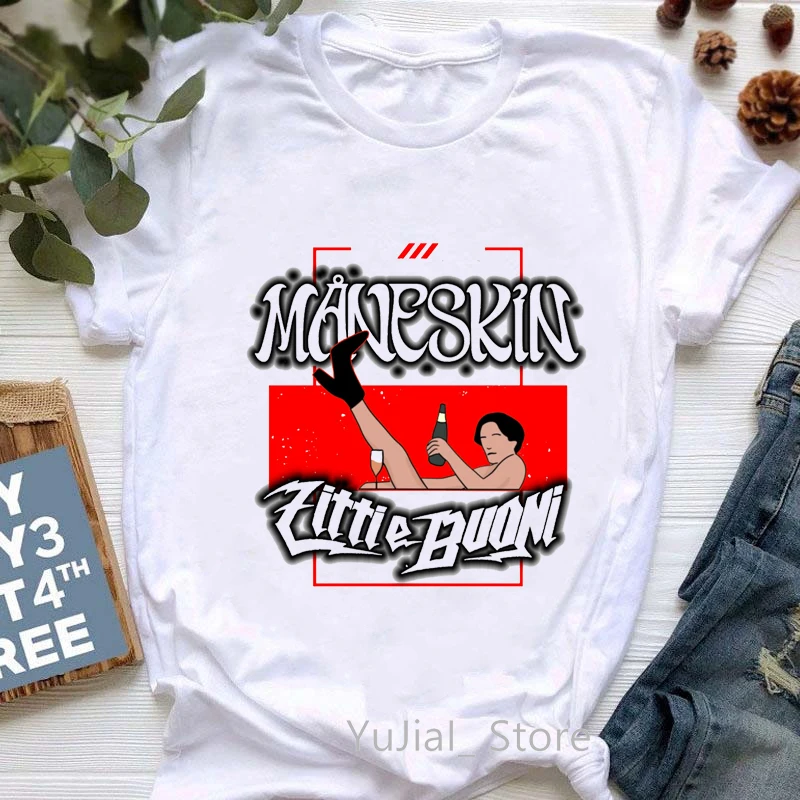 MåNeskin Maneskin Italy Winner Eurovision 2024 Zitti E Buoni Tshirt Women Aesthetic Clothes Hip Hop T-Shirt Femme Tshirt