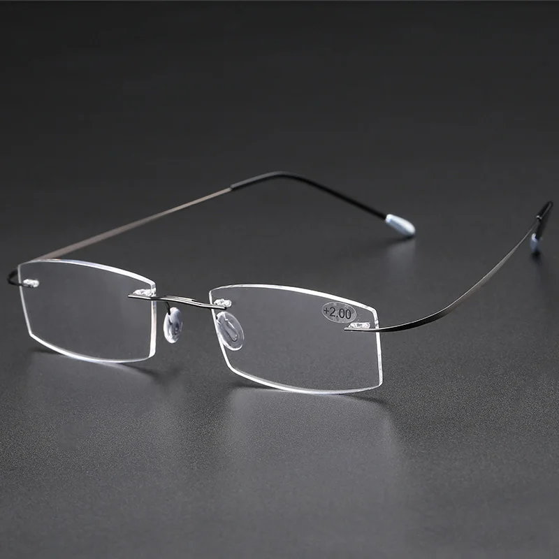 Ultralight Flexible Rimless Reading Glasses Anti-blue Presbyopic Eyewear Unisex Fashion Gold Magnifier