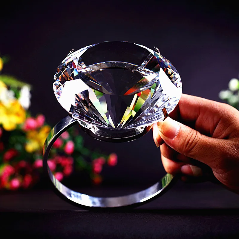 

Oversize Artificial Diamond Ring Wedding Decoration Valentine's Day Gift Big Diamond Ring Home Decoration Ornaments Gift Box