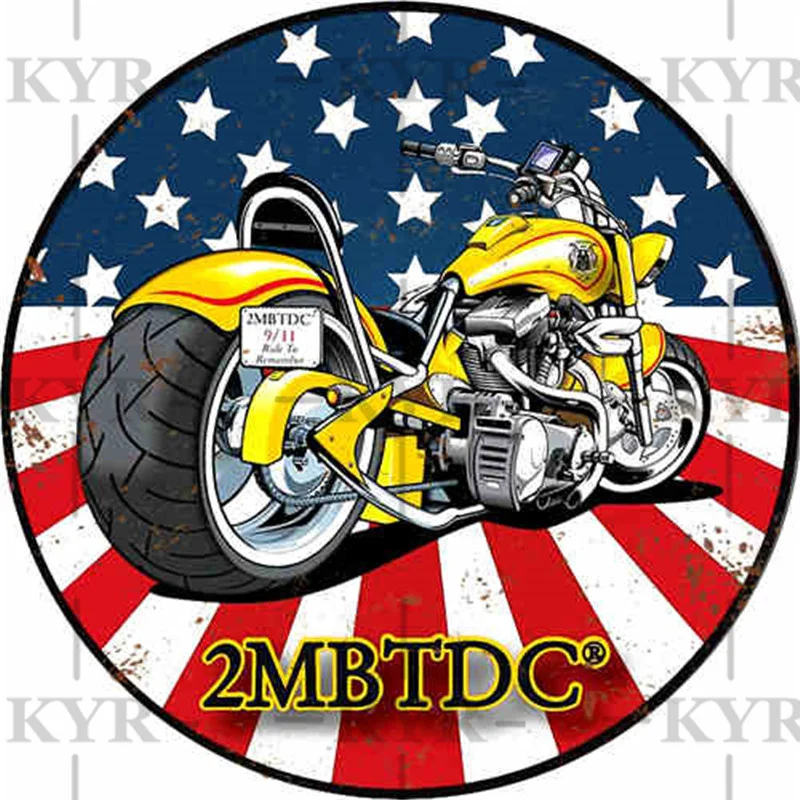 Round Shape Metal Sign Motorcycle Classic Car Tin Iron Painting Wall Decor Elevator Aisle Murals Club Auto Shop Garage Poster