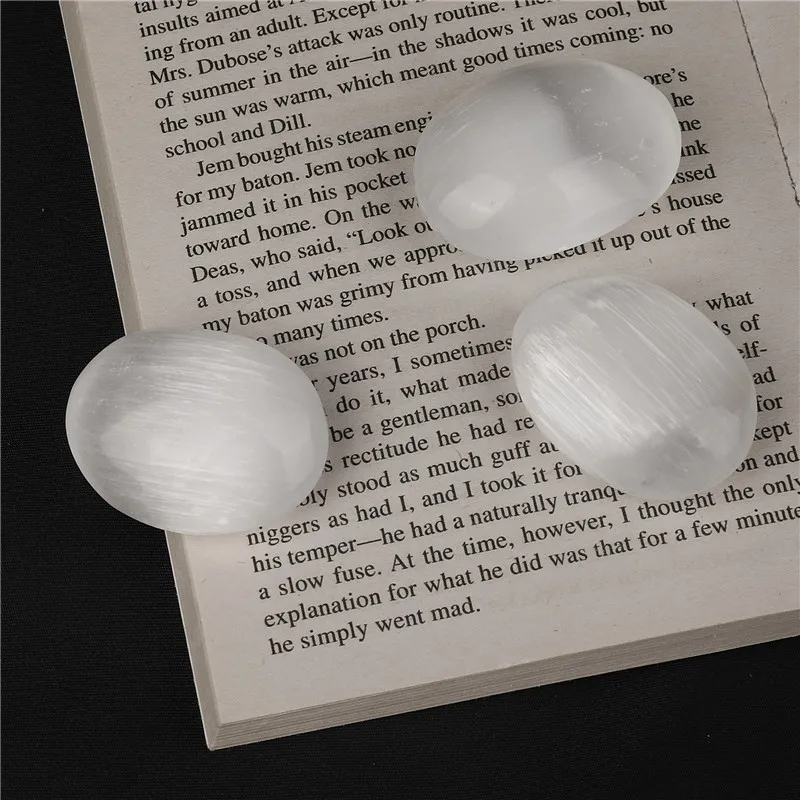 Natural Crystal Selenite oval Palms White Gypsum freeforms Reiki Healing Rough Stone Relieving stress Ornament Home Decor