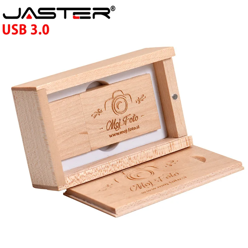 JASTER promotion USB 3.0 External Storage (free custom logo) creative wooden usb+box thumb drive 4GB/8GB/16GB/32GB/64GB