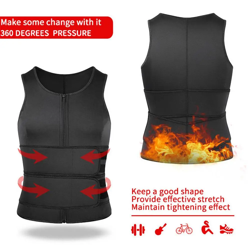 Spinal Support Sauna Vest Waist Trainer Vest Wide Strap Fitness Top Hand Washing Zippered Thermal Body Shaper Training Corset